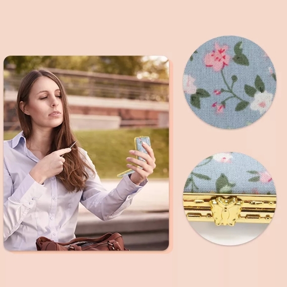 Floral Compact Mirror Rectangular - Picture 4 of 5